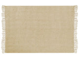 Blanket Beige Cotton and Acrylic 150 x 200 cm Woven Bed Throw with Tassels Bed Spread Cover Beliani