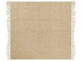 Blanket Beige Cotton and Acrylic 190 x 230 cm Woven Bed Throw with Tassels Bed Spread Cover Beliani