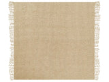 Blanket Beige  Cotton and Acrylic 220 x 240 cm Woven Bed Throw with Tassels Bed Spread Cover Beliani