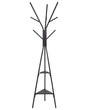 Coat Stand Black Metal 181 cm with Shelves Freestanding Jacket Rack Industrial Modern Decorative Accent Piece Hallway Accessories Beliani