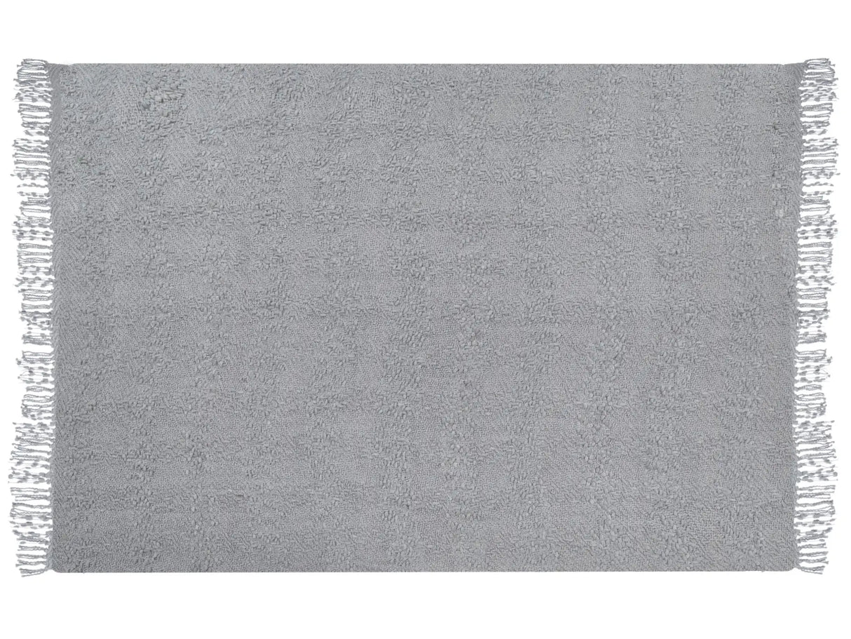 Blanket Grey Cotton and Acrylic 150 x 200 cm Woven Bed Throw with Tassels Bed Spread Cover Beliani