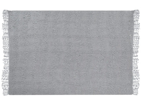 Blanket Grey Cotton and Acrylic 150 x 200 cm Woven Bed Throw with Tassels Bed Spread Cover Beliani