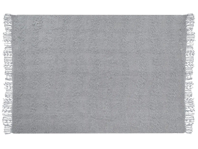 Blanket Grey Cotton and Acrylic 150 x 200 cm Woven Bed Throw with Tassels Bed Spread Cover Beliani