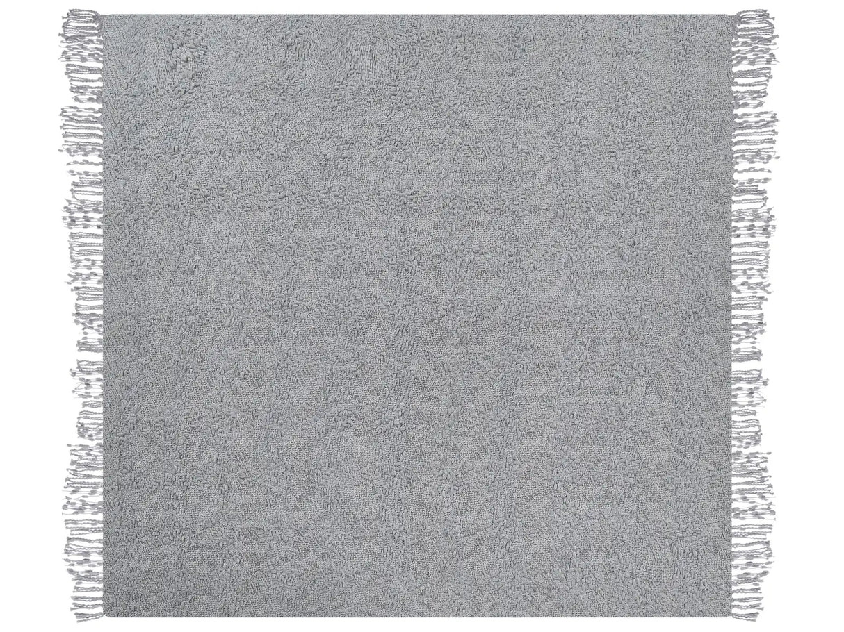Blanket Grey Cotton and Acrylic 220 x 240 cm Woven Bed Throw with Tassels Bed Spread Cover Beliani
