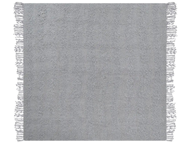 Blanket Grey Cotton and Acrylic 220 x 240 cm Woven Bed Throw with Tassels Bed Spread Cover Beliani