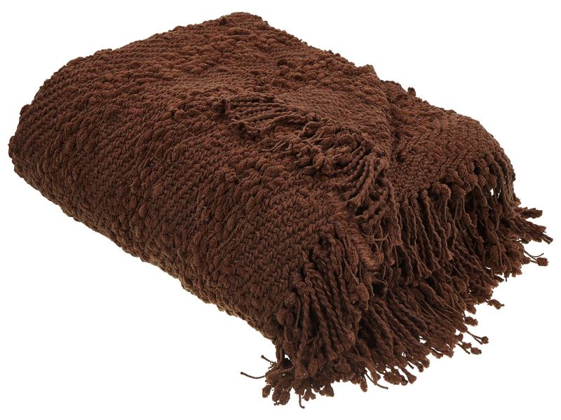 Blanket Brown Cotton and Acrylic 150 x 200 cm Woven Bed Throw with Tassels Bed Spread Cover Beliani