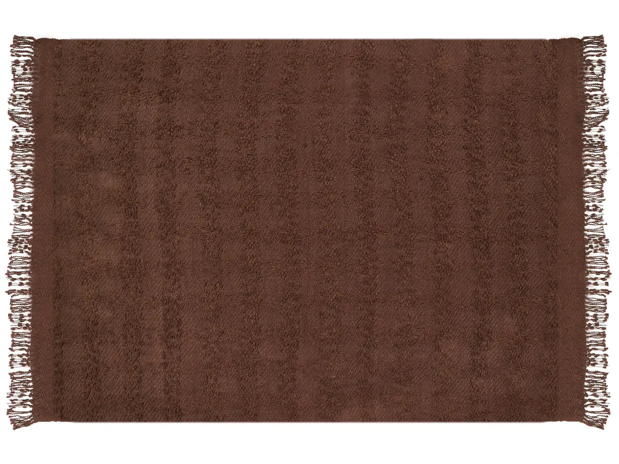 Blanket Brown Cotton and Acrylic 150 x 200 cm Woven Bed Throw with Tassels Bed Spread Cover Beliani