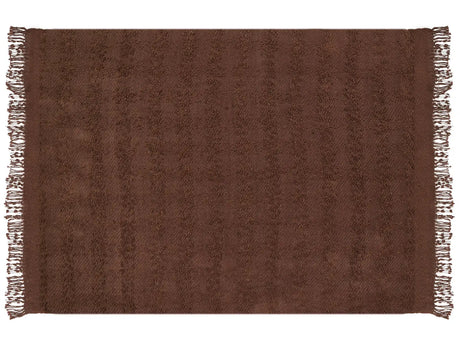 Blanket Brown Cotton and Acrylic 150 x 200 cm Woven Bed Throw with Tassels Bed Spread Cover Beliani
