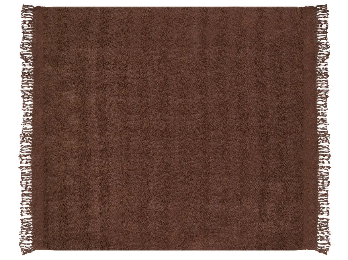 Blanket Brown Cotton and Acrylic 200 x 220 cm Woven Bed Throw with Tassels Bed Spread Cover Beliani