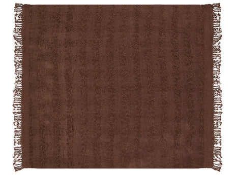 Blanket Brown Cotton and Acrylic 200 x 220 cm Woven Bed Throw with Tassels Bed Spread Cover Beliani