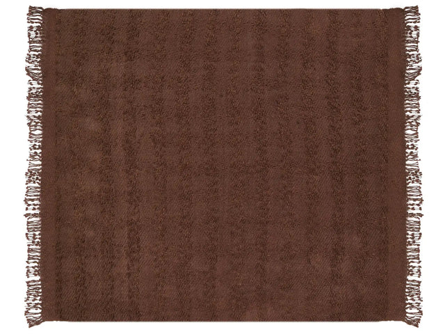 Blanket Brown Cotton and Acrylic 200 x 220 cm Woven Bed Throw with Tassels Bed Spread Cover Beliani