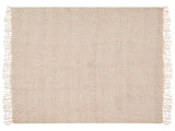 Blanket Light Beige Cotton and Acrylic 150 x 200 cm Woven Bed Throw with Tassels Bed Spread Cover Beliani