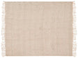 Blanket Light Beige Cotton and Acrylic 200 x 220 cm Woven Bed Throw with Tassels Bed Spread Cover Beliani
