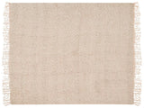 Blanket Light Beige Cotton and Acrylic 200 x 220 cm Woven Bed Throw with Tassels Bed Spread Cover Beliani