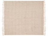 Blanket Light Beige Cotton and Acrylic 220 x 240 cm Woven Bed Throw with Tassels Bed Spread Cover Beliani