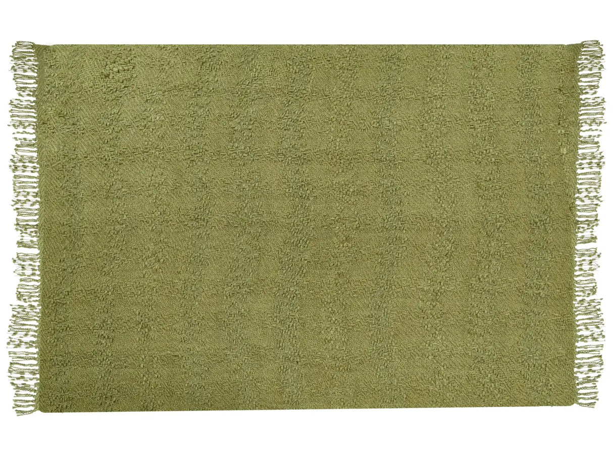 Blanket Green Cotton and Acrylic 150 x 200 cm Woven Bed Throw with Tassels Bed Spread Cover Beliani