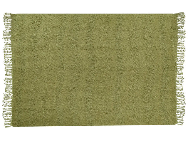 Blanket Green Cotton and Acrylic 150 x 200 cm Woven Bed Throw with Tassels Bed Spread Cover Beliani