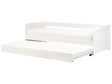 Kids Trundle Bed White Pine Wood EU Single Size Frame Extra Silde Out Frame Beliani