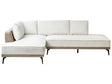 Right Hand Corner Sofa Off-White Taupe Polyester Faux Leather Steel Legs Cushions Living Room Beliani