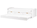 Kids Trundle Bed White Pine Wood EU Single Size Frame Extra Silde Out Frame with Storage Drawers Beliani
