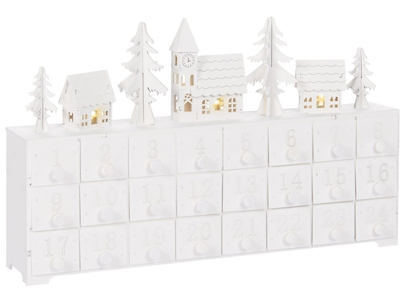 Christmas Decoration White MDF LED Light Advent Calendar Modern Decoration Beliani