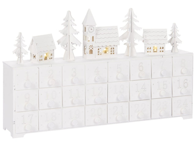 Christmas Decoration White MDF LED Light Advent Calendar Modern Decoration Beliani