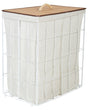 Laundry Basket White and Light Wood Metal Frame Fabric and Bamboo Lid Removable Bin Beliani