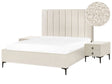 Bedroom Set Off-White Boucle EU King Size 5ft3 Bed with Storage 2 Bedside Tables Upholstered Beliani