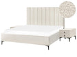 Bedroom Set Off-White Boucle EU Super King Size 6ft Bed with Storage 2 Bedside Tables Upholstered Beliani