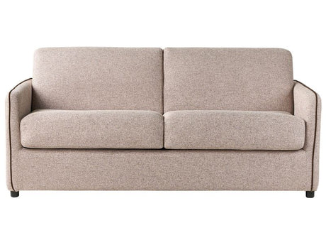 Sofa Bed Light Brown Fabric Upholstered 2 Seater Convertible Plastic Legs Modern Minimalistic Living Room Beliani