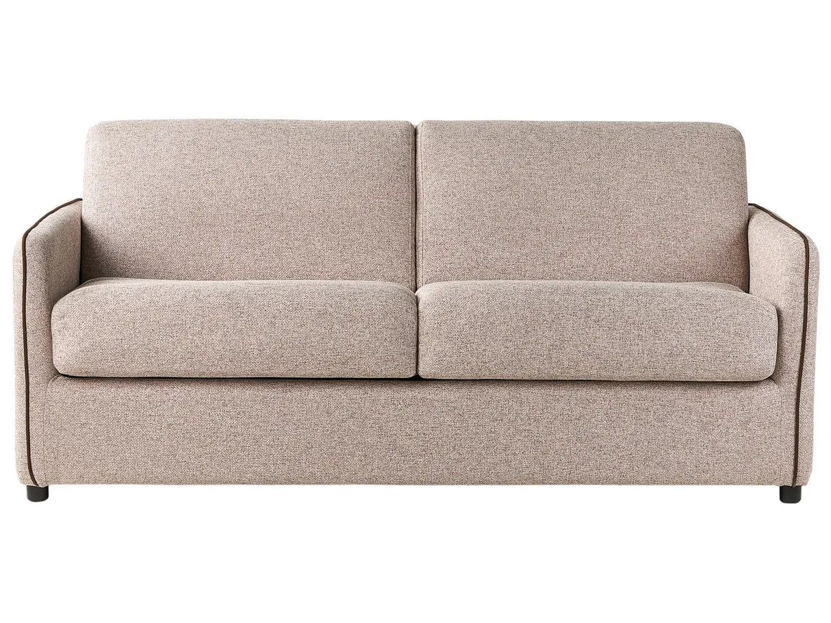 Sofa Bed Light Brown Fabric Upholstered 2 Seater Convertible Plastic Legs Modern Minimalistic Living Room Beliani