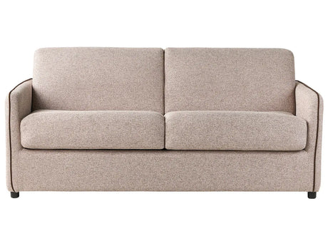 Sofa Bed Light Brown Fabric Upholstered 2 Seater Convertible Plastic Legs Modern Minimalistic Living Room Beliani