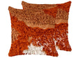 Set of 2 Scatter Cushions Orange Cotton Polyester Cover 45 x 45 cm Tufted Throw Pillow 2pcs set Beliani