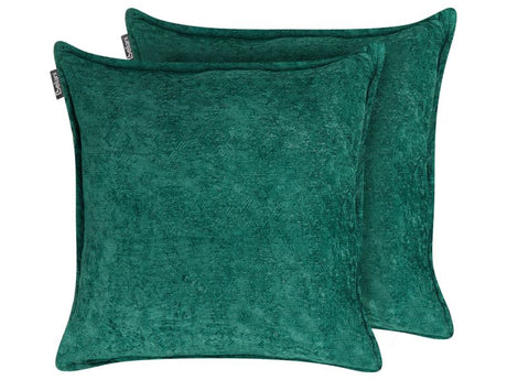 Set of 2 Scatter Cushions Green Polyester Cover 50 x 50 cm Throw Pillow 2pcs set Beliani