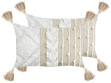 Set of 2 Scatter Cushions Off-White Cotton Cover 30 x 50 cm Throw Pillow 2pcs set Beliani