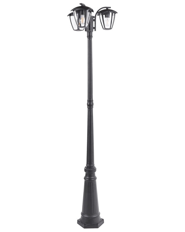 3 Light Lamp Post Black Path Lamp Aluminium Synthetic Shade Outdoor Garden Lighting Modern Design Beliani