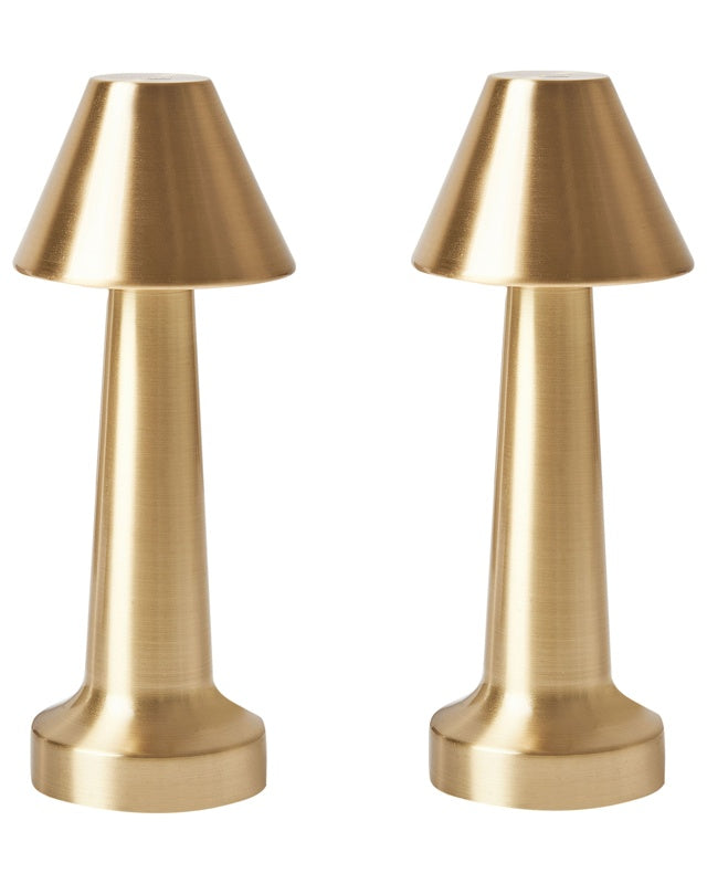 Set of 2 Table Lamps Gold Minimalistic Design Beliani