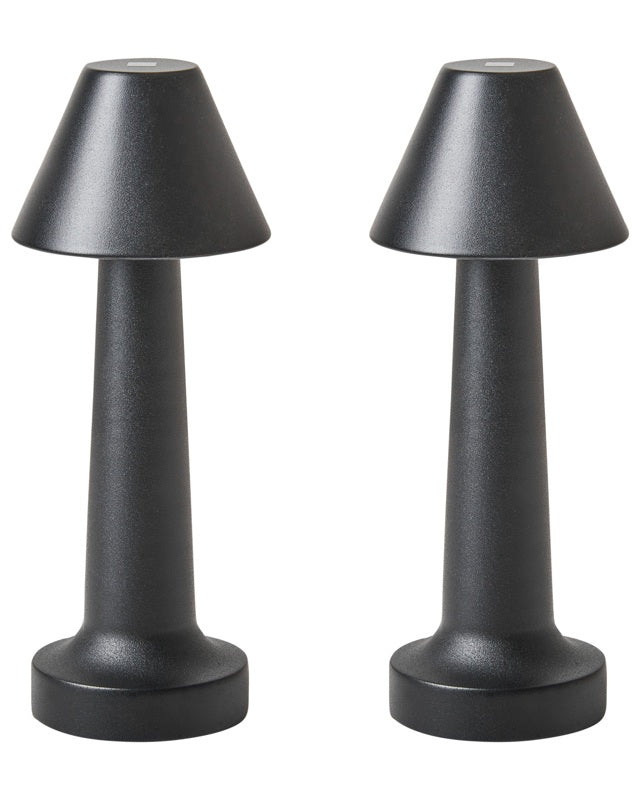 Set of 2 Table Lamps Black Minimalistic Design Beliani