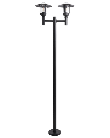 2 Light Lamp Post Black Path Lamp Aluminium Glass Shade Outdoor Garden Lighting Modern Design Beliani