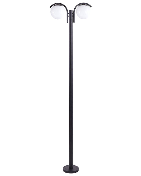 2 Light Lamp Post Black Path Lamp Aluminium Synthetic Shade Outdoor Garden Lighting Modern Design Beliani