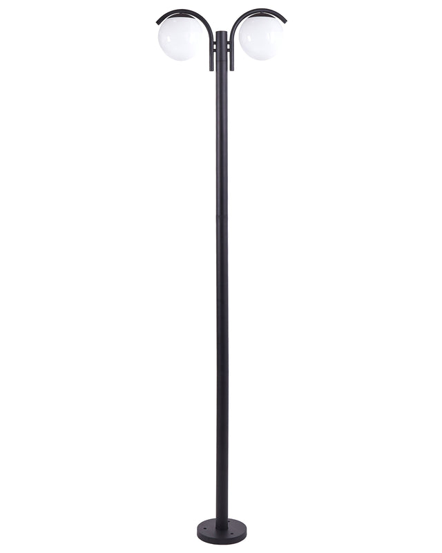 2 Light Lamp Post Black Path Lamp Aluminium Synthetic Shade Outdoor Garden Lighting Modern Design Beliani