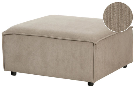 Ottoman Light Brown Cord Upholstered Modular Sofa Element Square Footstool Black Legs Modern Style Beliani