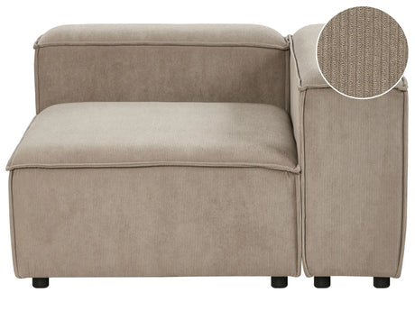 Left Hand Corner Section Light Brown Cord 1-Seat Sofa Module Modern Single-Seat Black Legs Living Room Beliani