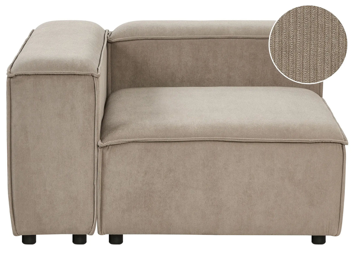 Right Hand Corner Section Light Brown Cord 1-Seat Sofa Module Modern Single-Seat Black Legs Living Room Beliani