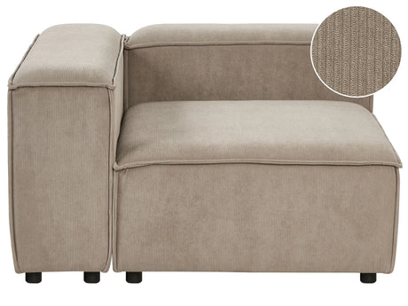 Right Hand Corner Section Light Brown Cord 1-Seat Sofa Module Modern Single-Seat Black Legs Living Room Beliani