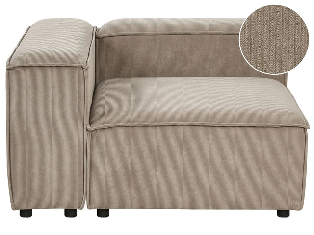 Right Hand Corner Section Light Brown Cord 1-Seat Sofa Module Modern Single-Seat Black Legs Living Room Beliani
