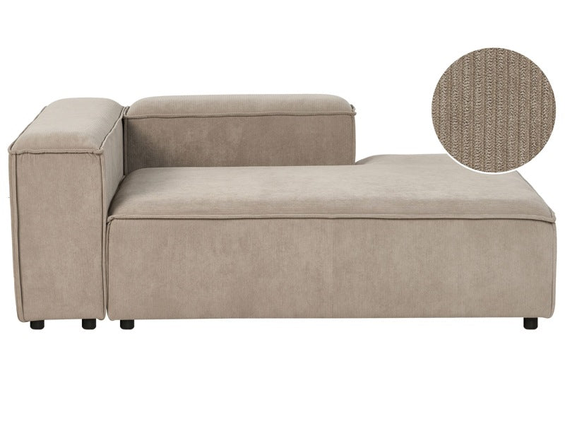 Chaise Lounge Taupe Cord Upholstery Synthetic Legs Left Hand Modern Living Room Beliani