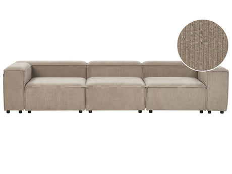 Modular Sofa Light Brown Cord Fabric Upholstered 3 Seater Black Legs Modern Living Room Couch Beliani