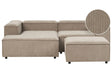 Modular Right Hand Sofa Light Brown Linen 3 Seater Sectional Corner Sofa with Ottoman Black Legs Modern Living Room Beliani