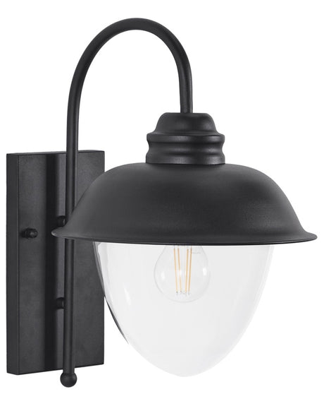 Outdoor Wall Light Lamp Black Sconce Metal Iron Glass Matte Modern Design Patio Garden Beliani